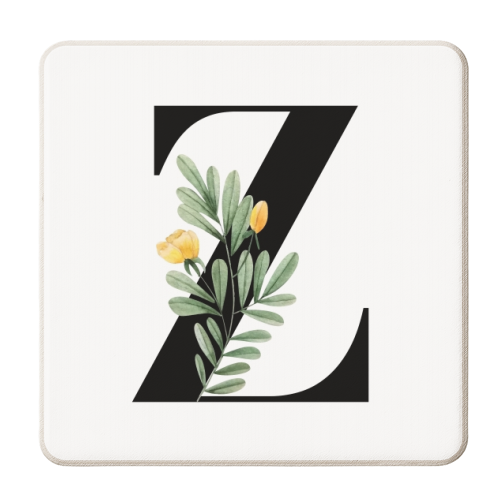 Z Floral Letter Initial - personalised beer coaster by Toni Scott