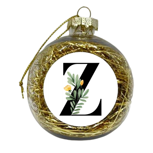 Z Floral Letter Initial - xmas bauble by Toni Scott