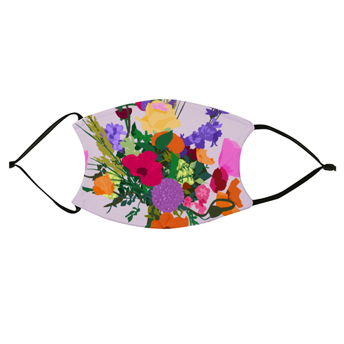 Zeal, Flowers Bouquet Botanical Nature, Blossom Floral Positivity Hope Bloom, Colorful Happy Bright Vintage Gift - face cover mask by Uma Prabhakar Gokhale