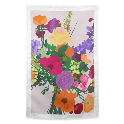 Zeal, Flowers Bouquet Botanical Nature, Blossom Floral Positivity Hope Bloom, Colorful Happy Bright Vintage Gift - funny tea towel by Uma Prabhakar Gokhale