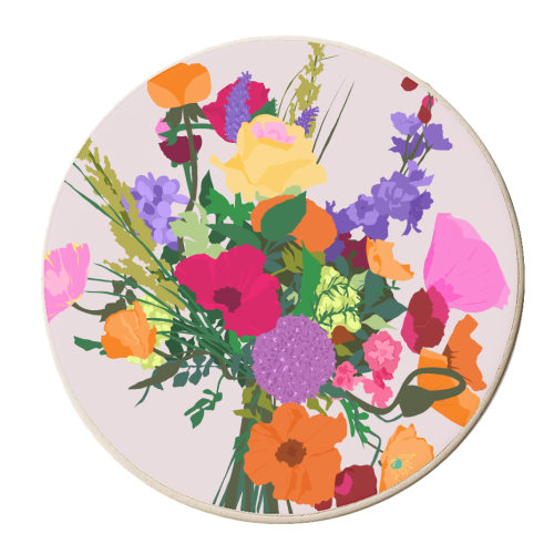 Zeal, Flowers Bouquet Botanical Nature, Blossom Floral Positivity Hope Bloom, Colorful Happy Bright Vintage Gift - personalised beer coaster by Uma Prabhakar Gokhale