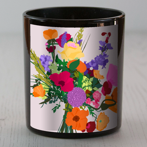 Zeal, Flowers Bouquet Botanical Nature, Blossom Floral Positivity Hope Bloom, Colorful Happy Bright Vintage Gift - scented candle by Uma Prabhakar Gokhale