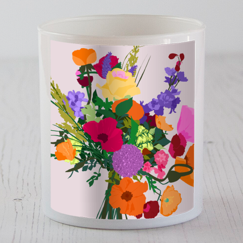Zeal, Flowers Bouquet Botanical Nature, Blossom Floral Positivity Hope Bloom, Colorful Happy Bright Vintage Gift - scented candle by Uma Prabhakar Gokhale